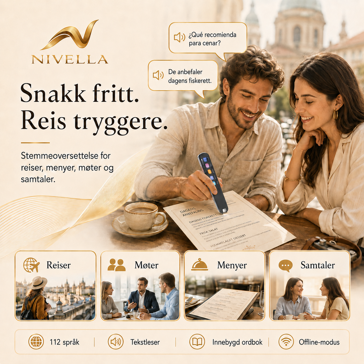 Nivella oversettelsespenn brukt til oversettelse på reise